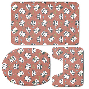 Baby Panda And Bamboo Pattern Print 3 Piece Bath Mat Set