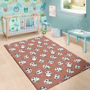 Baby Panda And Bamboo Pattern Print Area Rug