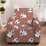 Baby Panda And Bamboo Pattern Print Armchair Slipcover