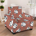 Baby Panda And Bamboo Pattern Print Armchair Slipcover