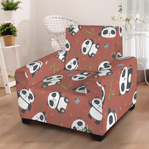 Baby Panda And Bamboo Pattern Print Armchair Slipcover