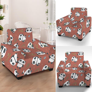 Baby Panda And Bamboo Pattern Print Armchair Slipcover