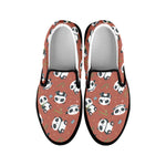 Baby Panda And Bamboo Pattern Print Black Slip On Shoes