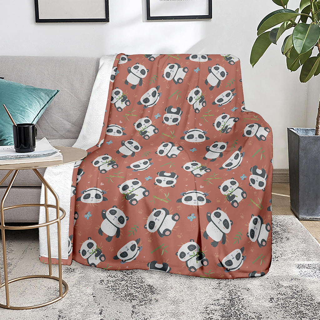 Baby Panda And Bamboo Pattern Print Blanket