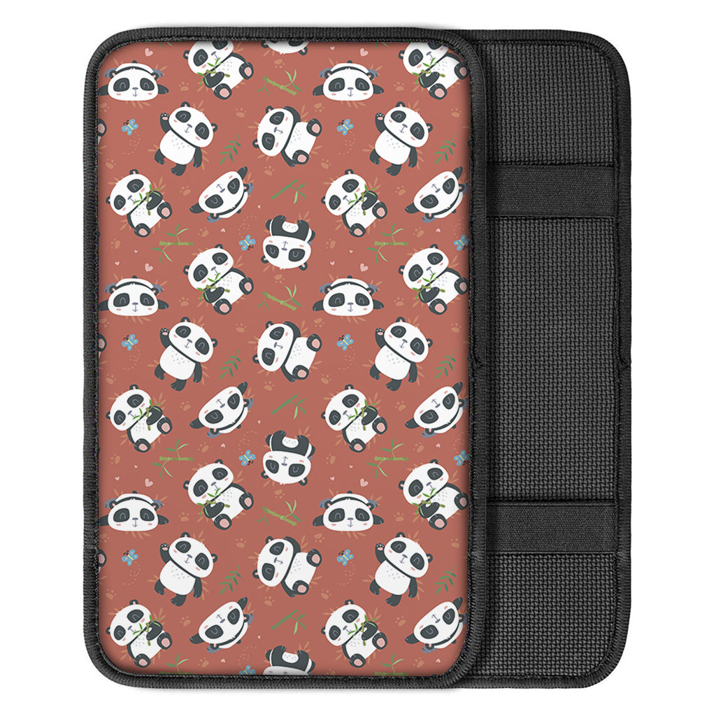 Baby Panda And Bamboo Pattern Print Car Center Console Cover