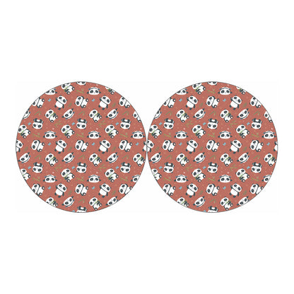 Baby Panda And Bamboo Pattern Print Car Coasters