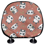 Baby Panda And Bamboo Pattern Print Car Headrest Covers