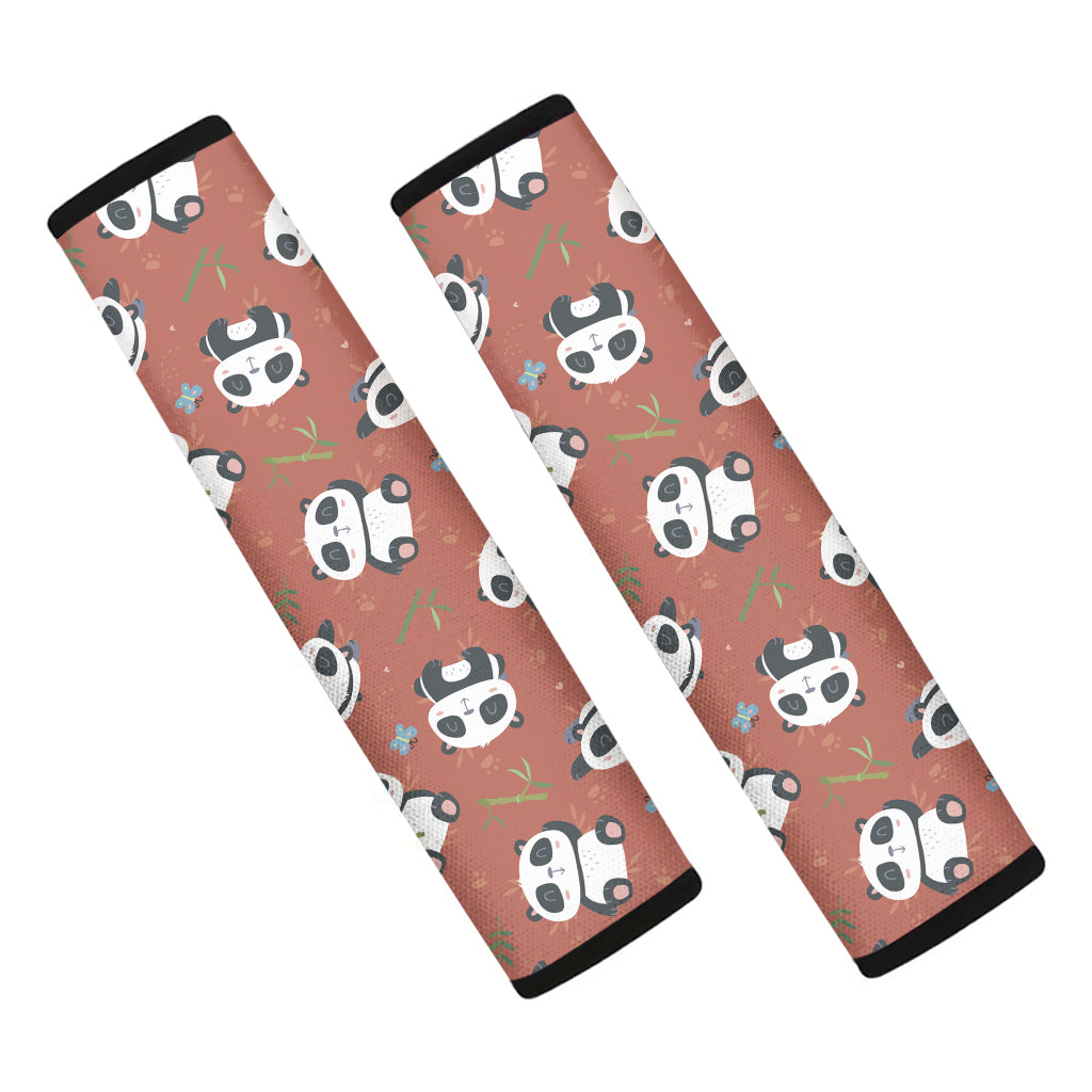 Baby Panda And Bamboo Pattern Print Car Seat Belt Covers