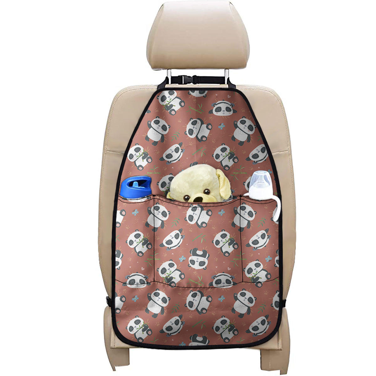 Baby Panda And Bamboo Pattern Print Car Seat Organizers