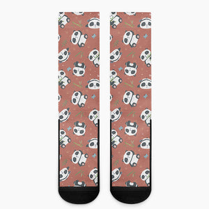 Baby Panda And Bamboo Pattern Print Crew Socks