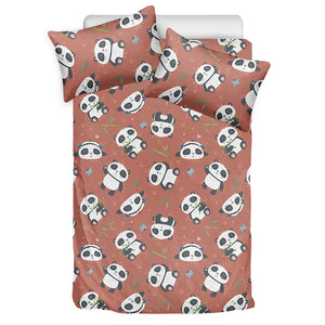 Baby Panda And Bamboo Pattern Print Duvet Cover Bedding Set