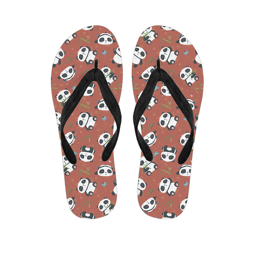 Baby Panda And Bamboo Pattern Print Flip Flops