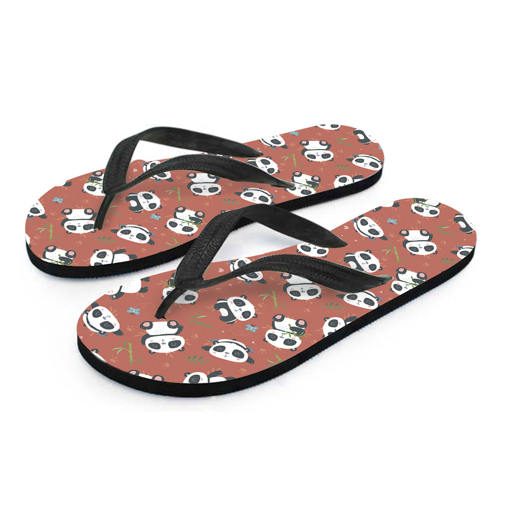 Baby Panda And Bamboo Pattern Print Flip Flops