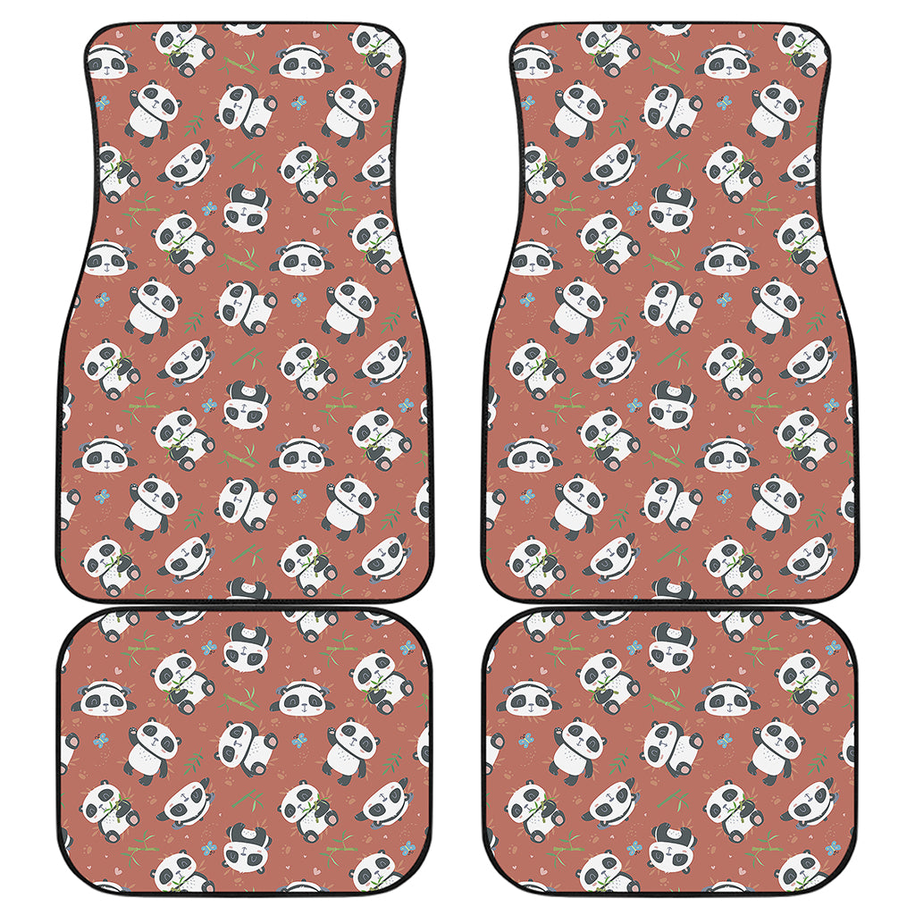 Baby Panda And Bamboo Pattern Print Front and Back Car Floor Mats