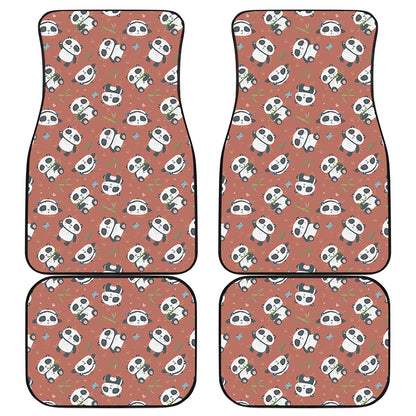 Baby Panda And Bamboo Pattern Print Front and Back Car Floor Mats