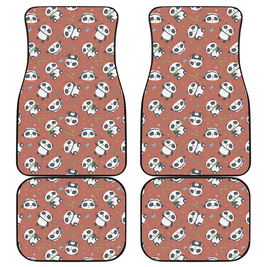 Baby Panda And Bamboo Pattern Print Front and Back Car Floor Mats