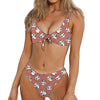 Baby Panda And Bamboo Pattern Print Front Bow Tie Bikini