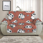 Baby Panda And Bamboo Pattern Print Half Sofa Protector