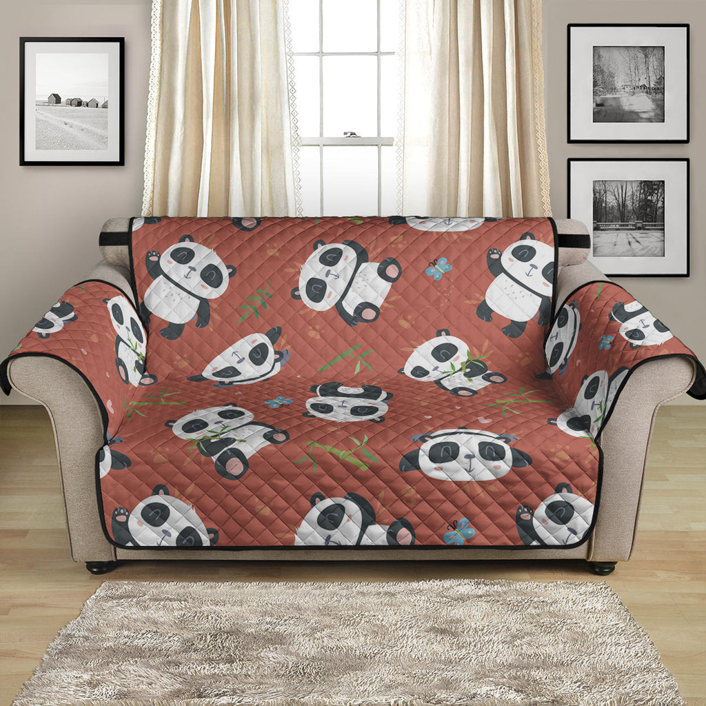 Baby Panda And Bamboo Pattern Print Loveseat Protector