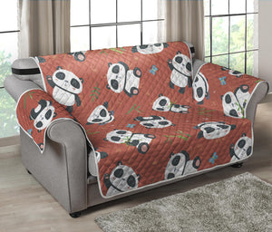 Baby Panda And Bamboo Pattern Print Loveseat Protector