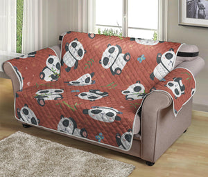 Baby Panda And Bamboo Pattern Print Loveseat Protector