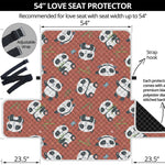 Baby Panda And Bamboo Pattern Print Loveseat Protector