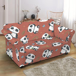 Baby Panda And Bamboo Pattern Print Loveseat Slipcover