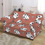 Baby Panda And Bamboo Pattern Print Loveseat Slipcover