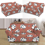 Baby Panda And Bamboo Pattern Print Loveseat Slipcover