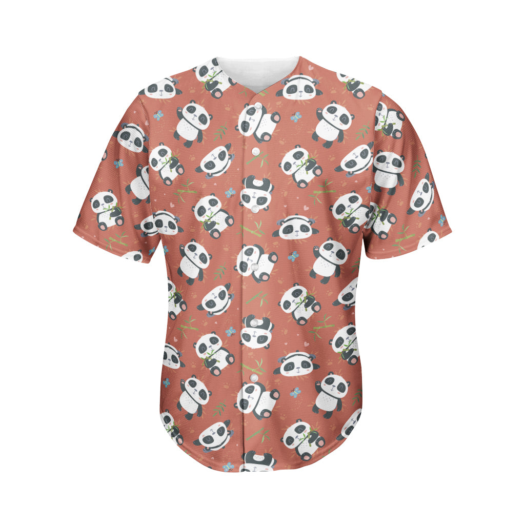 Baby Panda And Bamboo Pattern Print Men's Baseball Jersey