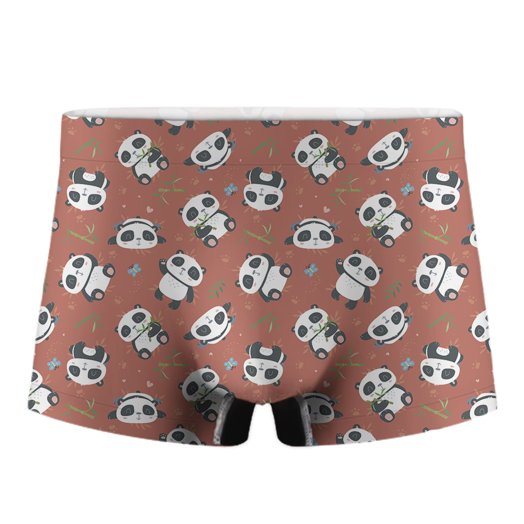 Baby Panda And Bamboo Pattern Print Men's Boxer Briefs