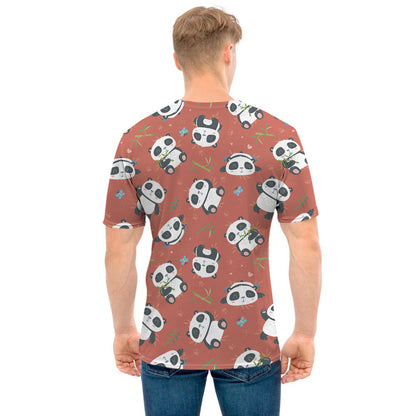 Baby Panda And Bamboo Pattern Print Men's T-Shirt