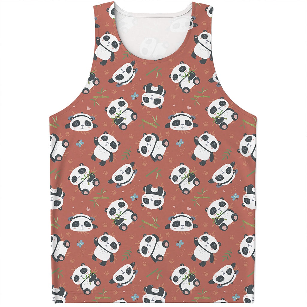 Baby Panda And Bamboo Pattern Print Men's Tank Top