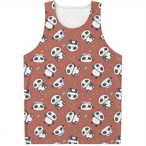 Baby Panda And Bamboo Pattern Print Men's Tank Top