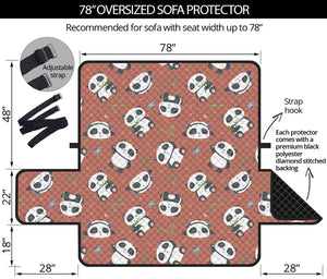 Baby Panda And Bamboo Pattern Print Oversized Sofa Protector