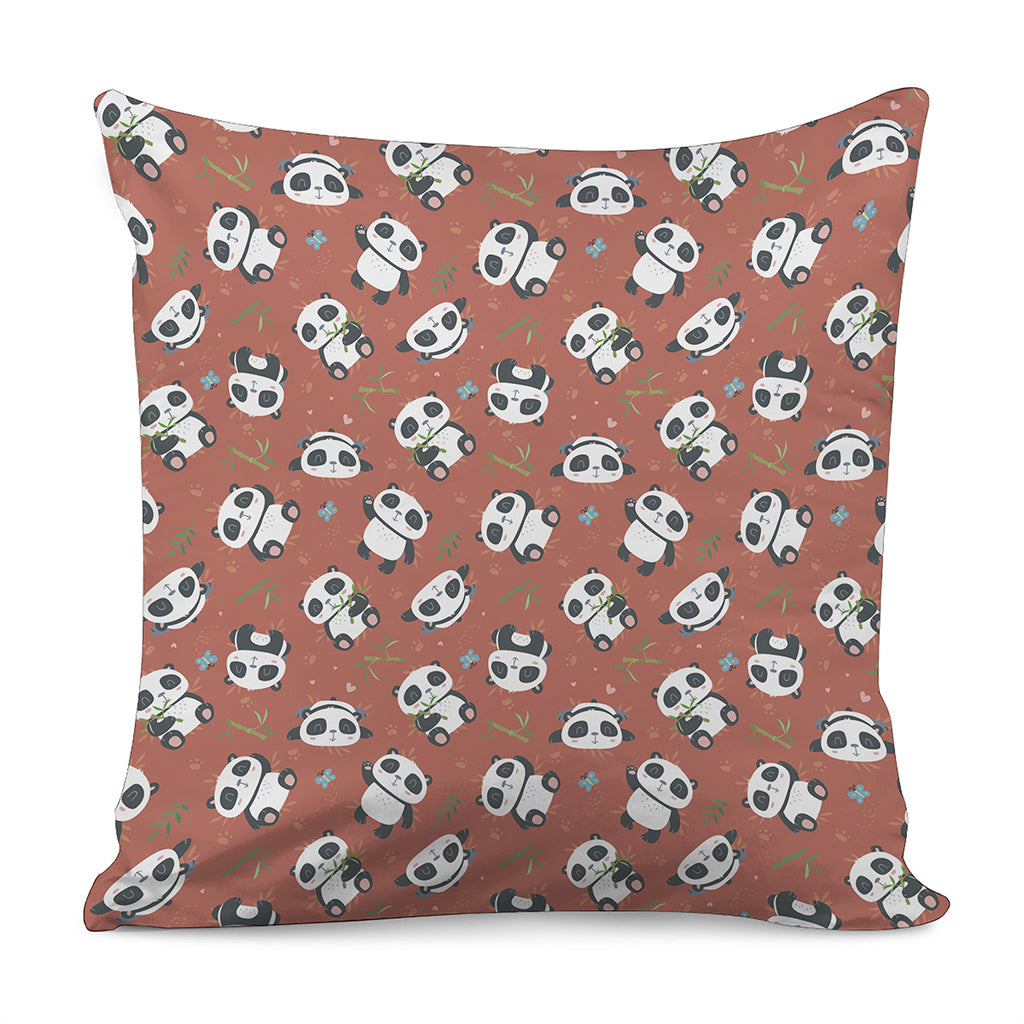 Baby Panda And Bamboo Pattern Print Pillow Cover