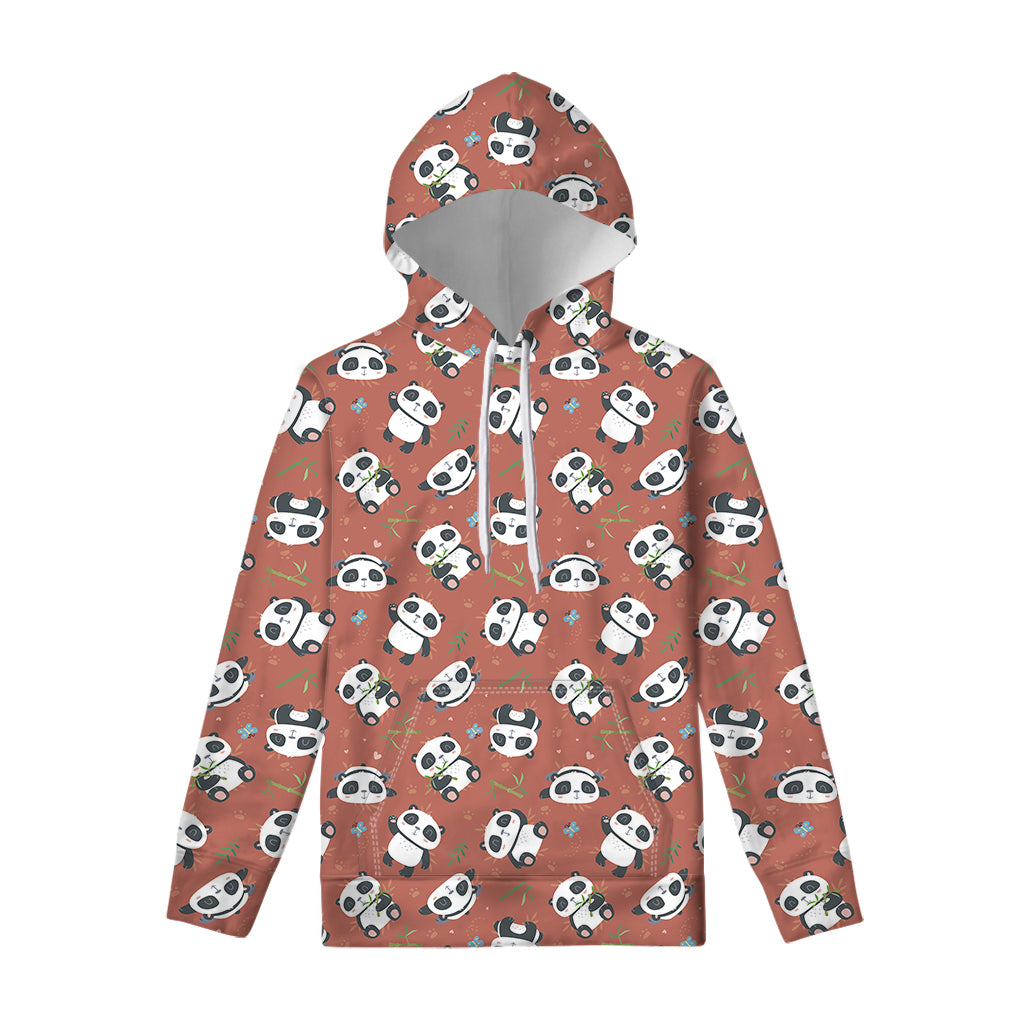 Baby Panda And Bamboo Pattern Print Pullover Hoodie