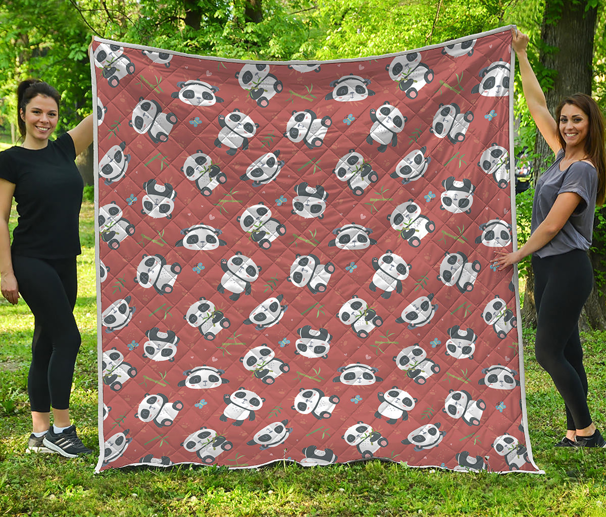 Baby Panda And Bamboo Pattern Print Quilt