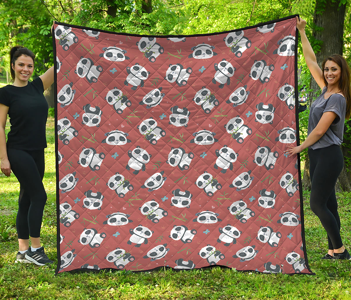 Baby Panda And Bamboo Pattern Print Quilt