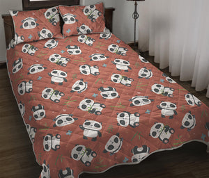 Baby Panda And Bamboo Pattern Print Quilt Bed Set