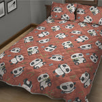 Baby Panda And Bamboo Pattern Print Quilt Bed Set