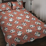 Baby Panda And Bamboo Pattern Print Quilt Bed Set