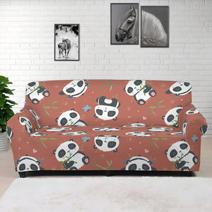 Baby Panda And Bamboo Pattern Print Sofa Cover