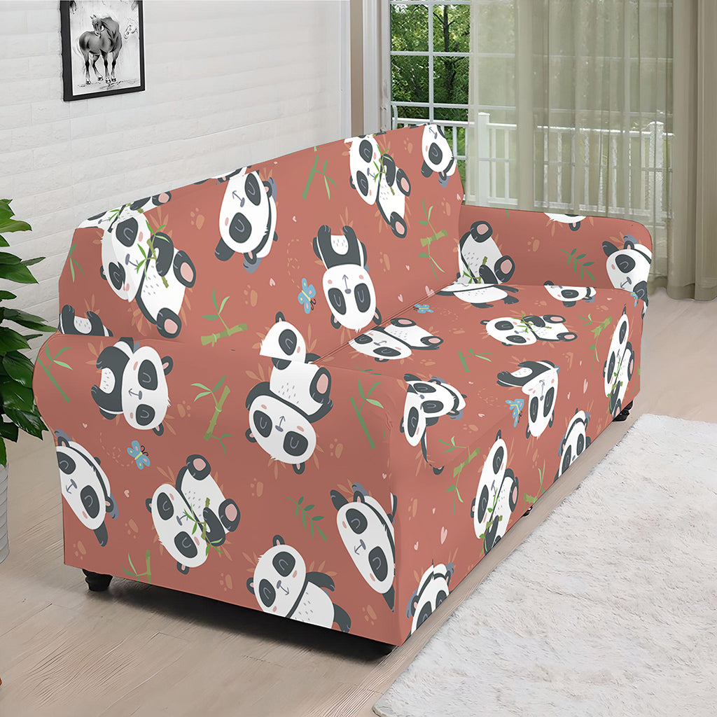 Baby Panda And Bamboo Pattern Print Sofa Cover