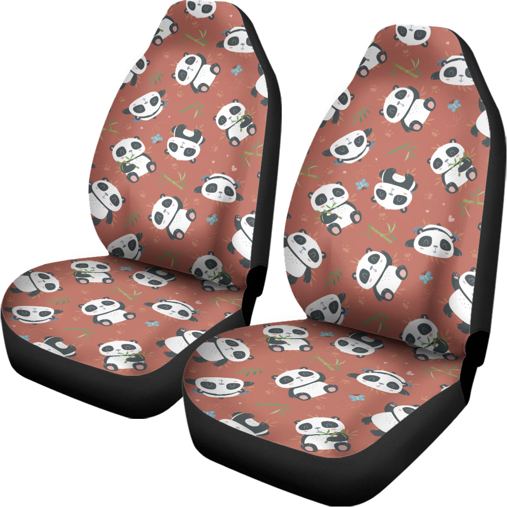 Baby Panda And Bamboo Pattern Print Universal Fit Car Seat Covers