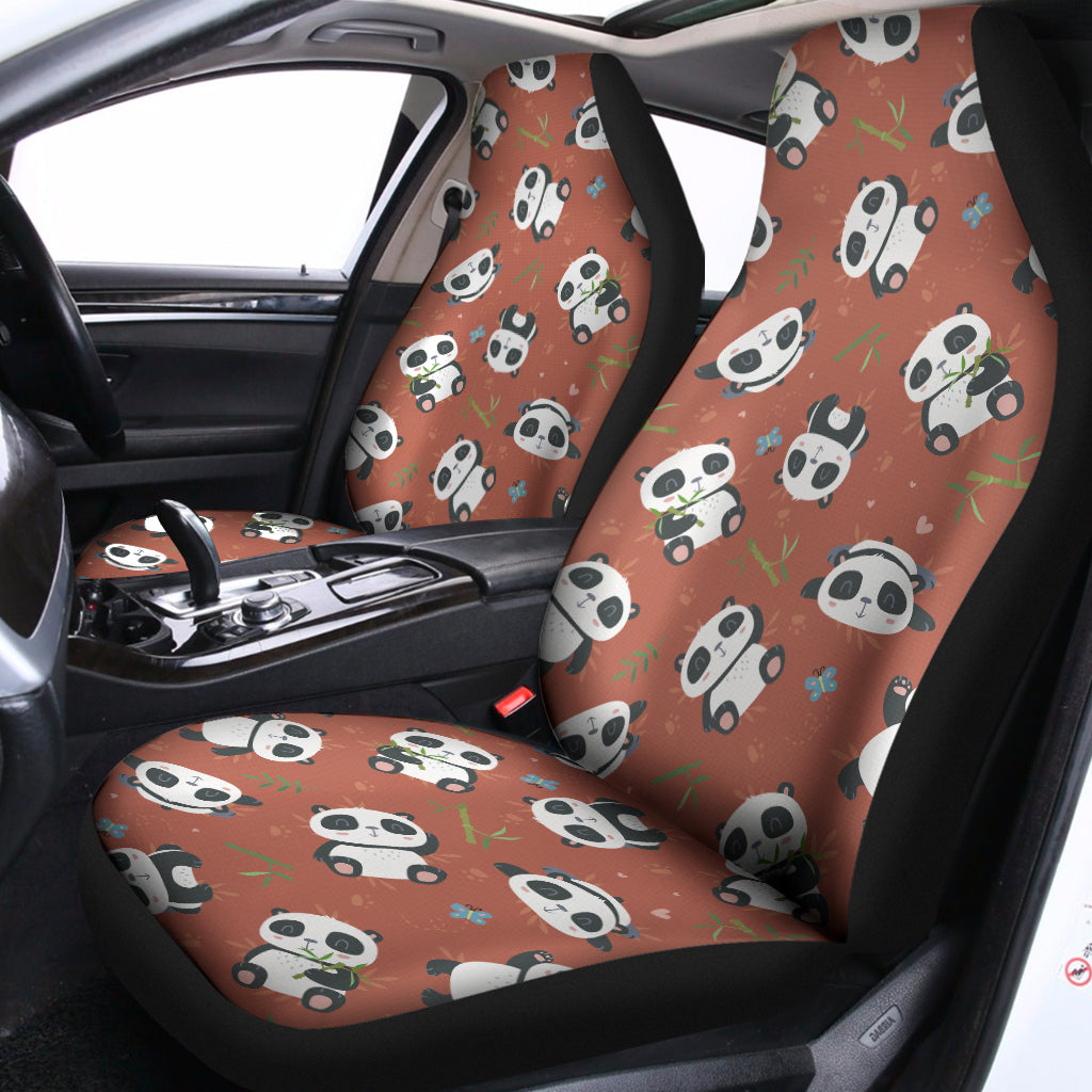 Baby Panda And Bamboo Pattern Print Universal Fit Car Seat Covers