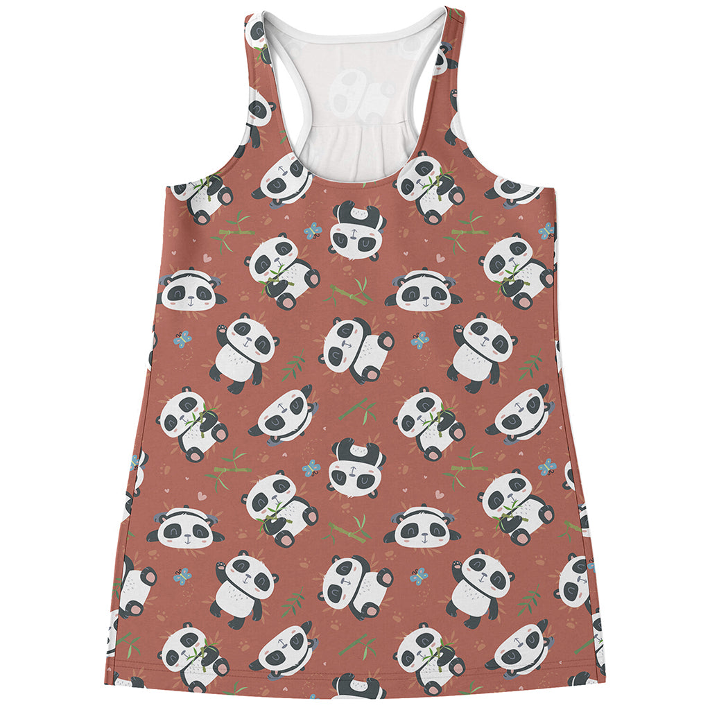 Baby Panda And Bamboo Pattern Print Women's Racerback Tank Top