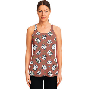 Baby Panda And Bamboo Pattern Print Women's Racerback Tank Top