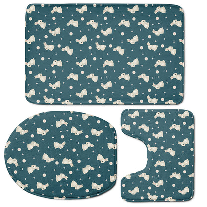 Baby Rabbit Pattern Print 3 Piece Bath Mat Set