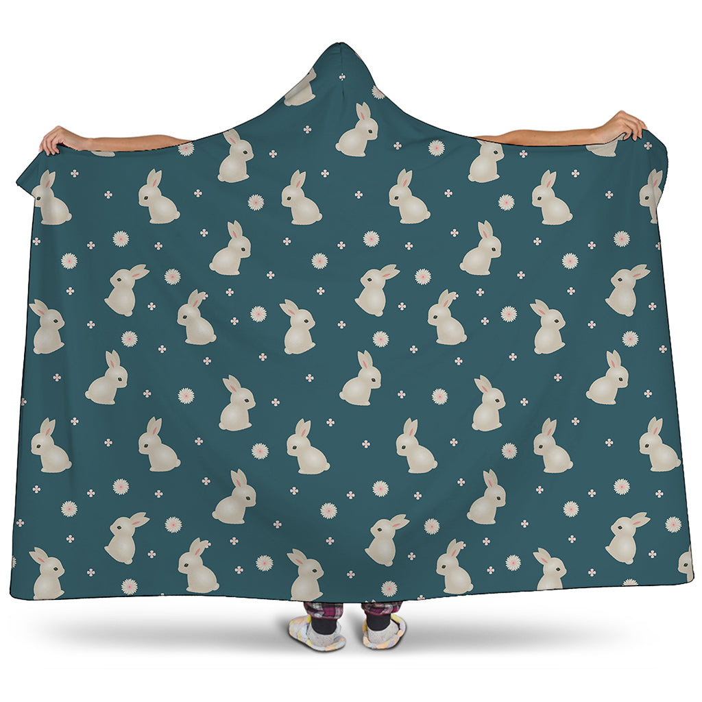 Baby Rabbit Pattern Print Hooded Blanket